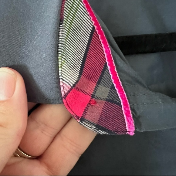 Jared Lang Button Front Shirt in Blue with Velvet Trim & Pink Plaid Contrast XL - Picture 10 of 14